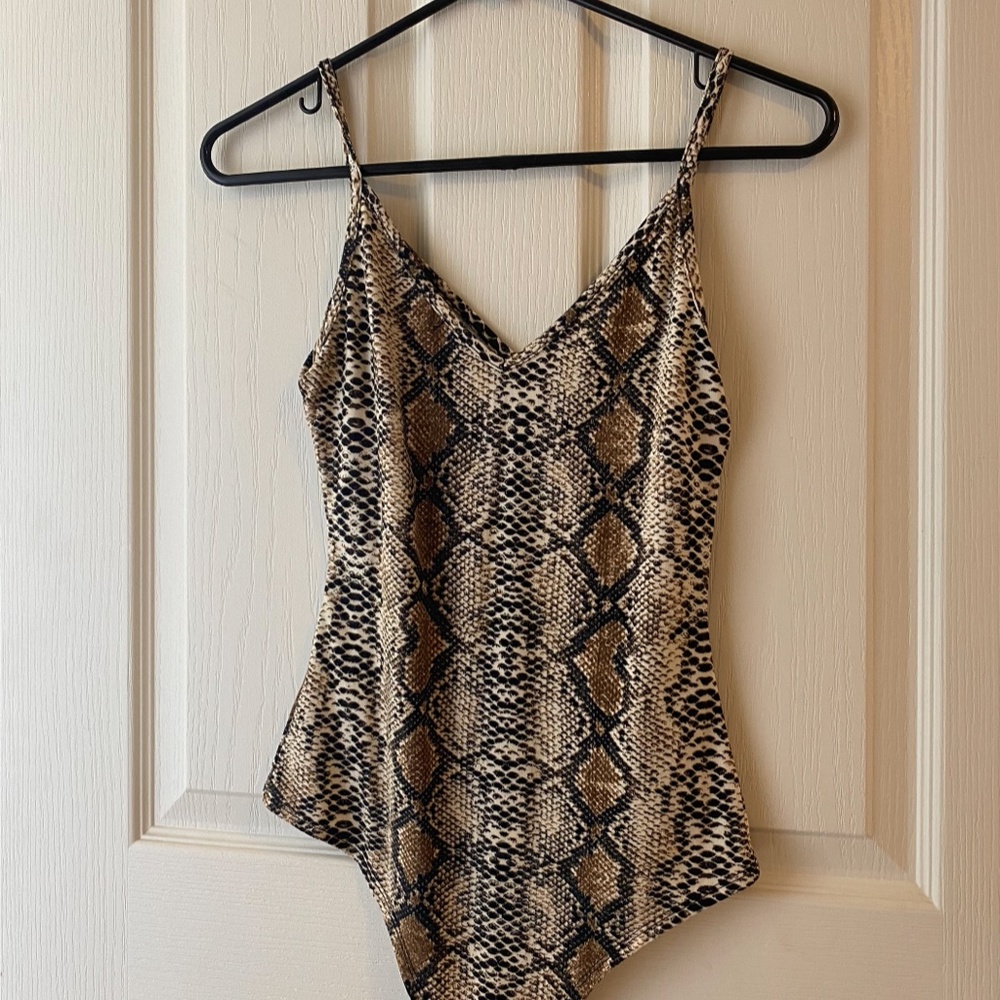Snake Print Bodysuit - Snap Closure